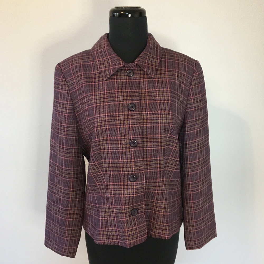 VTG 80s Pendleton Purple Plaid Button Up Blazer, 10